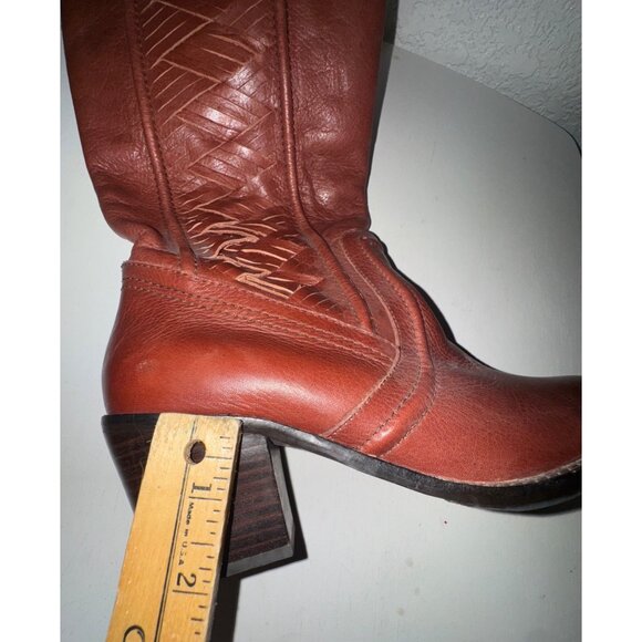 Fossil Womens Leather Western-Style Boots Size 8.5 With Colorful Lining - Picture 14 of 15
